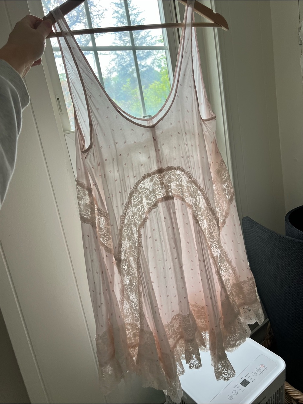 Free People Blush Pink Lace-Trim Mini Dress - Picture 8 of 10